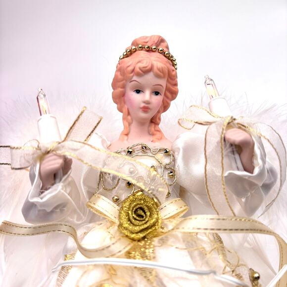 Kurt S. Adler 12" 10-Light Ivory & Gold Angel Christmas Treetop with Box Works - Picture 8 of 16